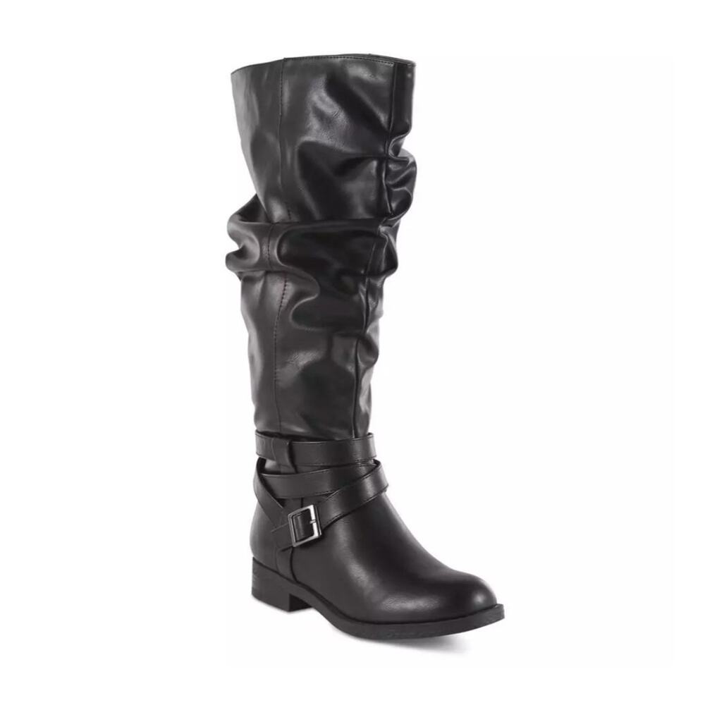 SM New York Women's Cornelia Black Tall Flat Heel Boots US 8.5W